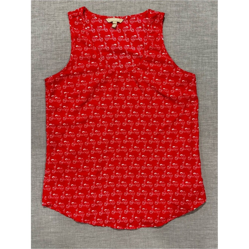 Banana Republic Red Tank Top with White Scooter Print